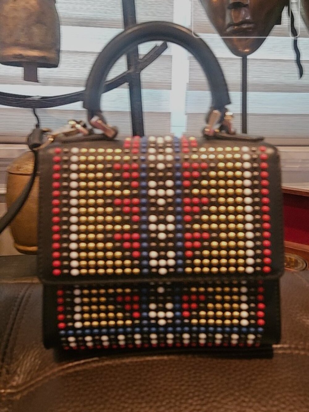 Geometric studded crossbody bag